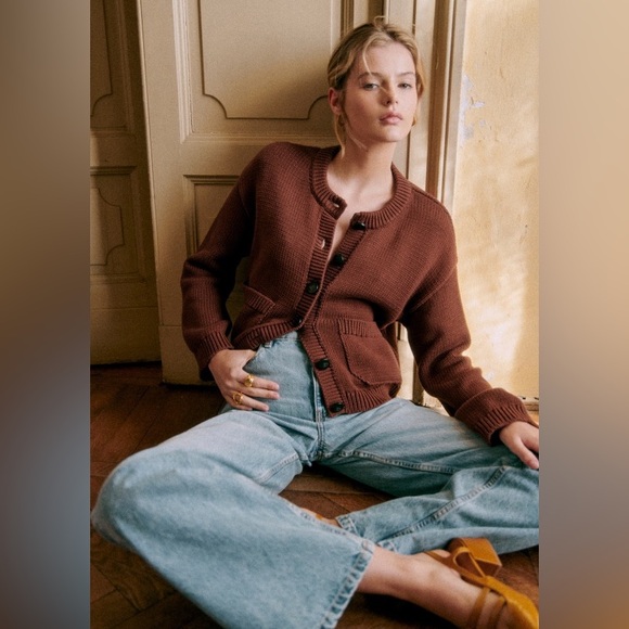 SEZANE TITOUAN CARDIGAN CHOCOLATE SIZE S - Picture 2 of 14